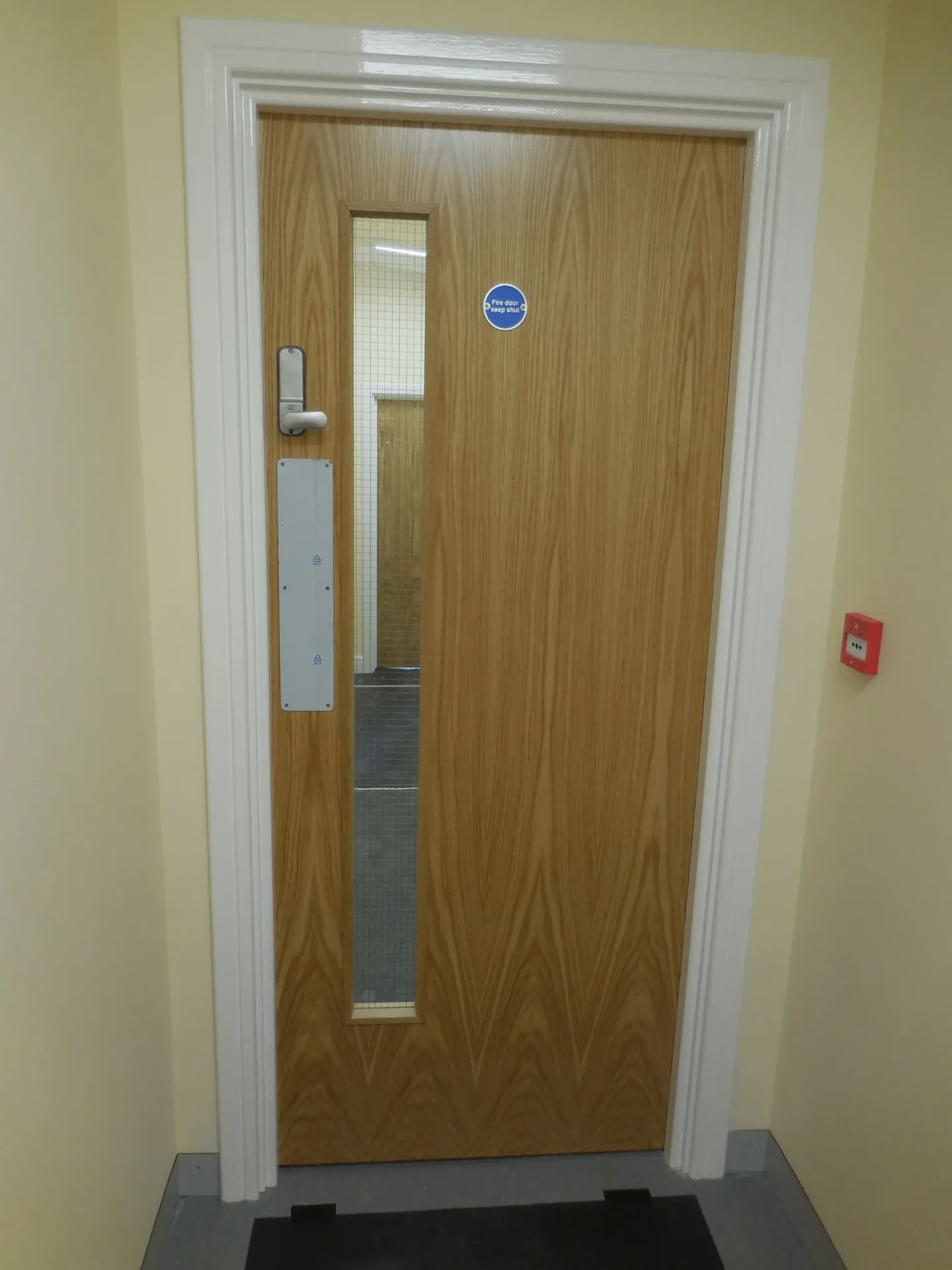 Secure fire door with keypad entry